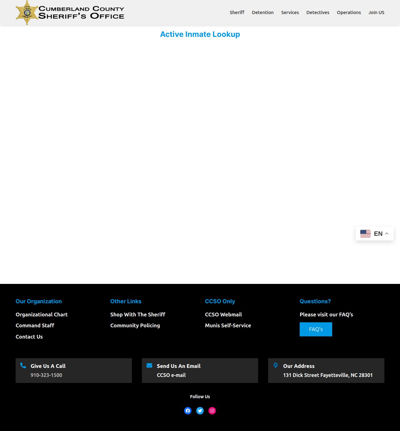 Cumberland County active inmate lookup used in a 72-hour release check